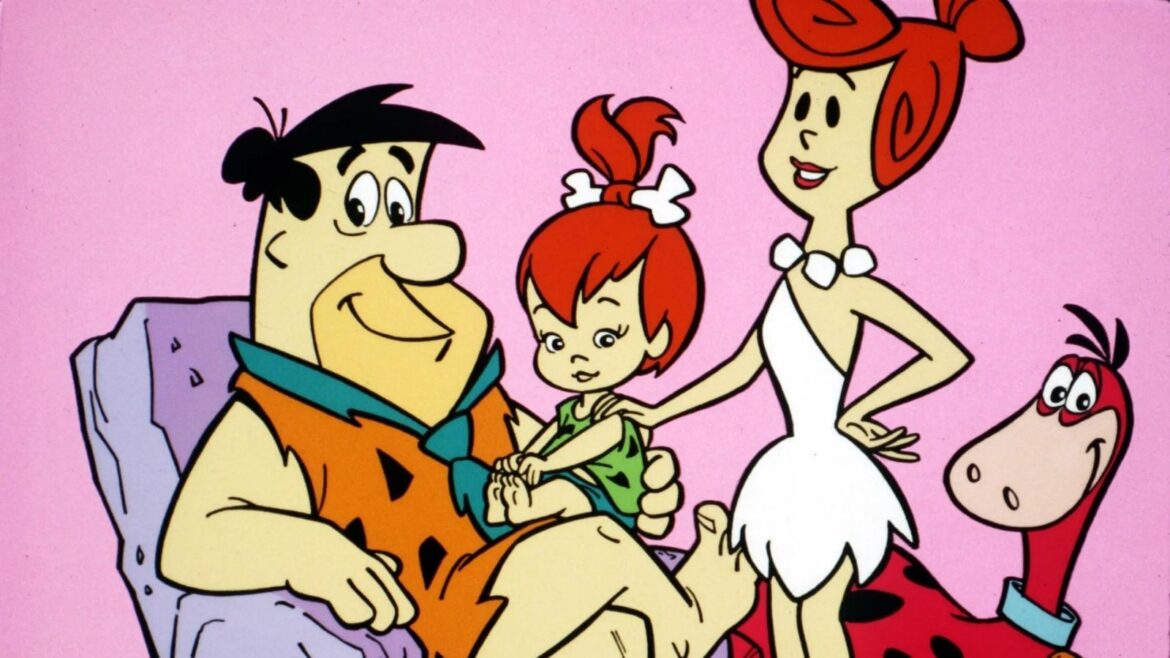 A group of cartoon characters sitting next to each other.