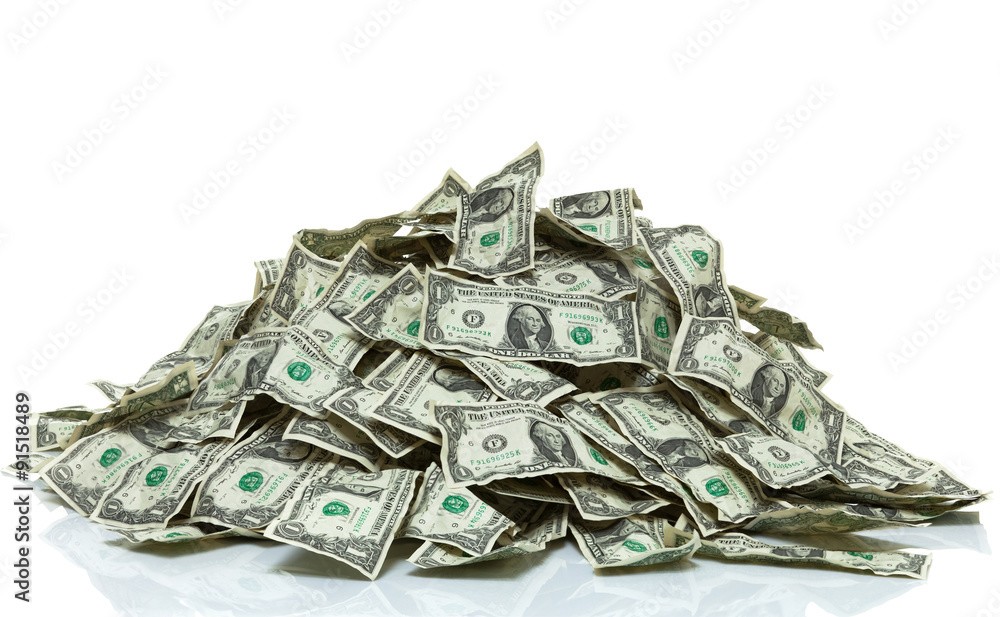 A pile of money that is sitting on the ground.
